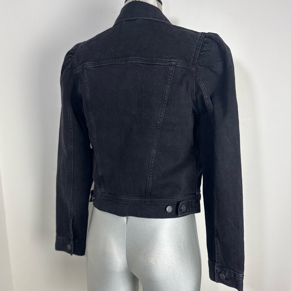 Gap Black Denim Puff Sleeve Jean Jacket Size Small NEW - Picture 3 of 7